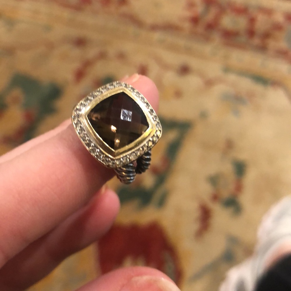 David Yurnan Smoky Quartz & Diamond Albion Ring - Picture 9 of 11